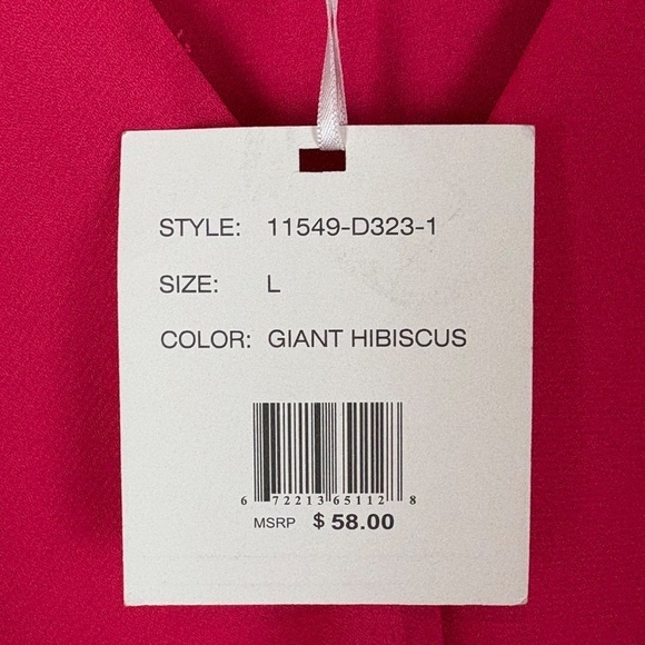 NWT Sioni Sleeveless Twisted Front Giant Hibiscus (Pink) Blouse; Size Large - Picture 8 of 9
